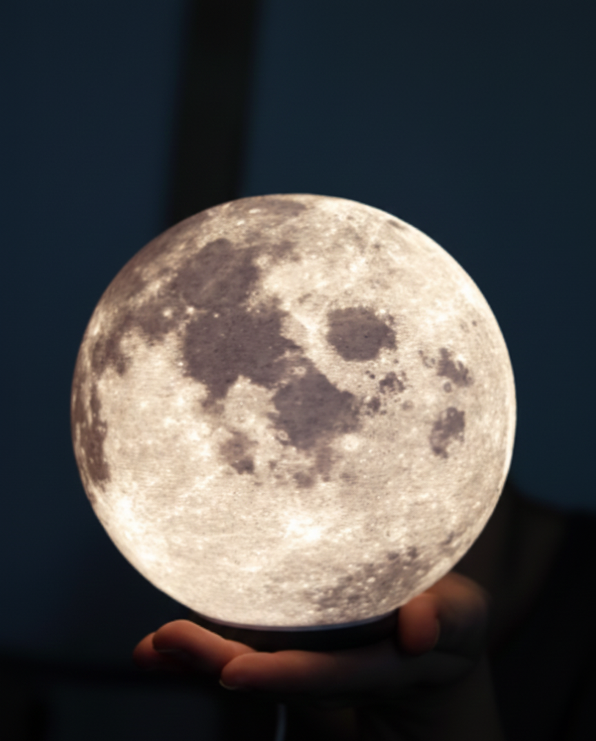 Moon Lamp Night Light 3D Printed  (6 Inch)