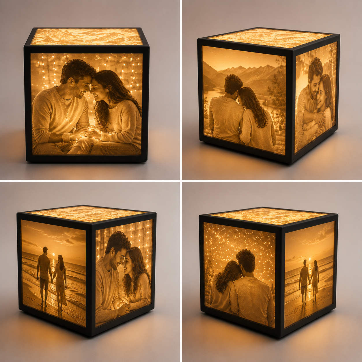 Personalized 3D Printed Couple Photo Lamp | Custom LED Lithophane Cube | My Miniature