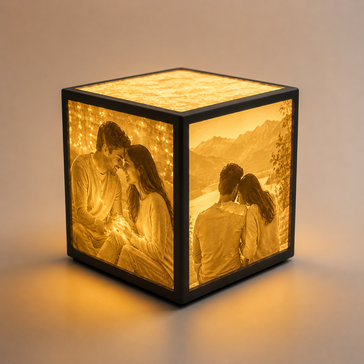 Personalized 3D Printed Couple Photo Lamp | Custom LED Lithophane Cube | My Miniature