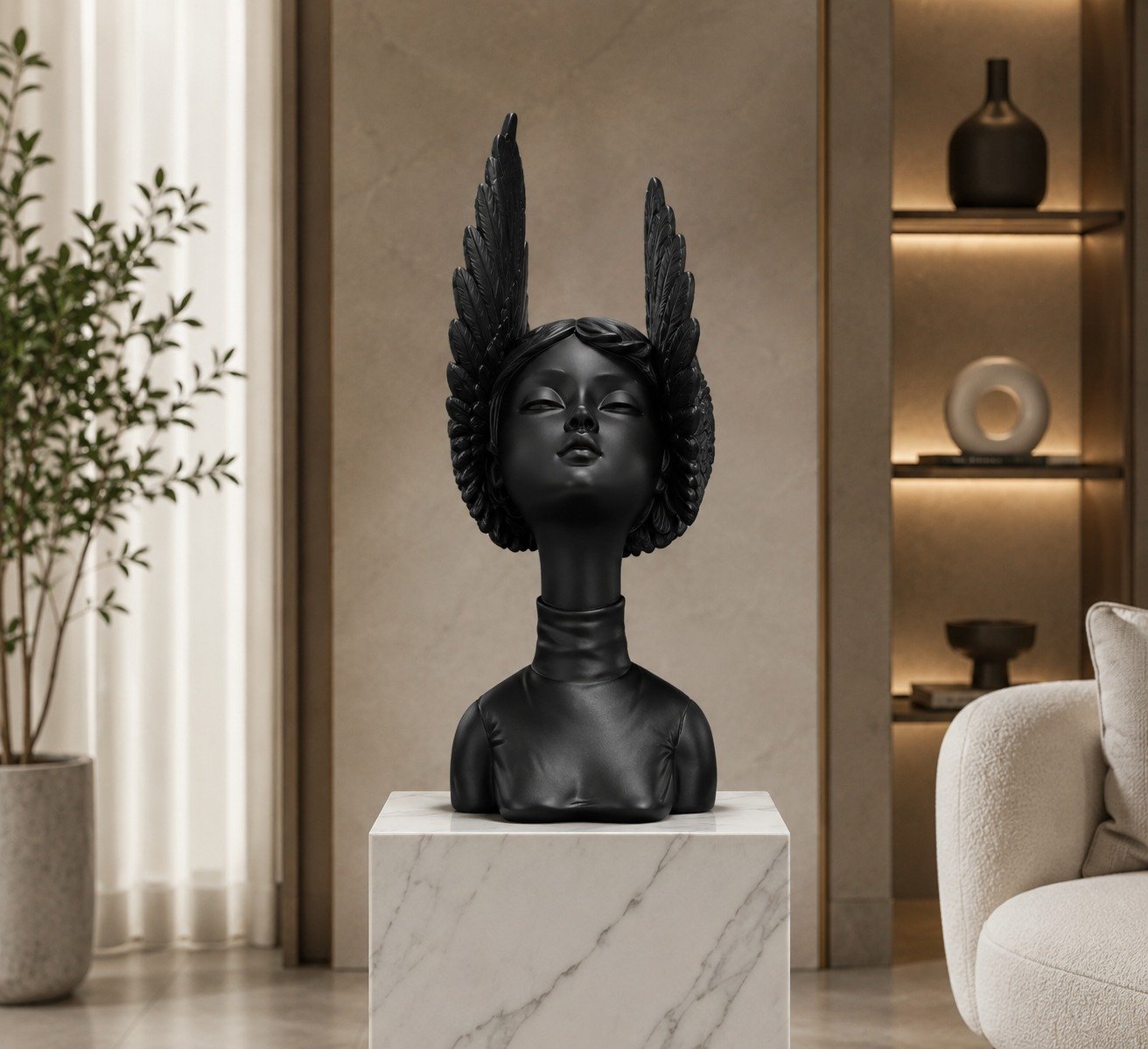 Black Angel Wing Sculpture | Modern Home Decor | My Miniature