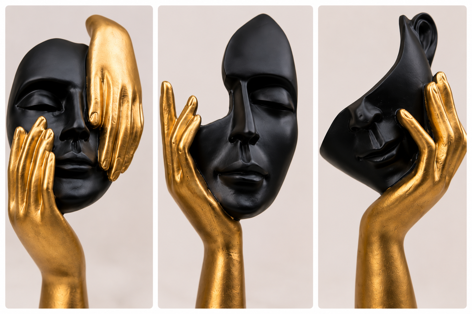 3d Printed Abstract Face Sculpture Set of 3