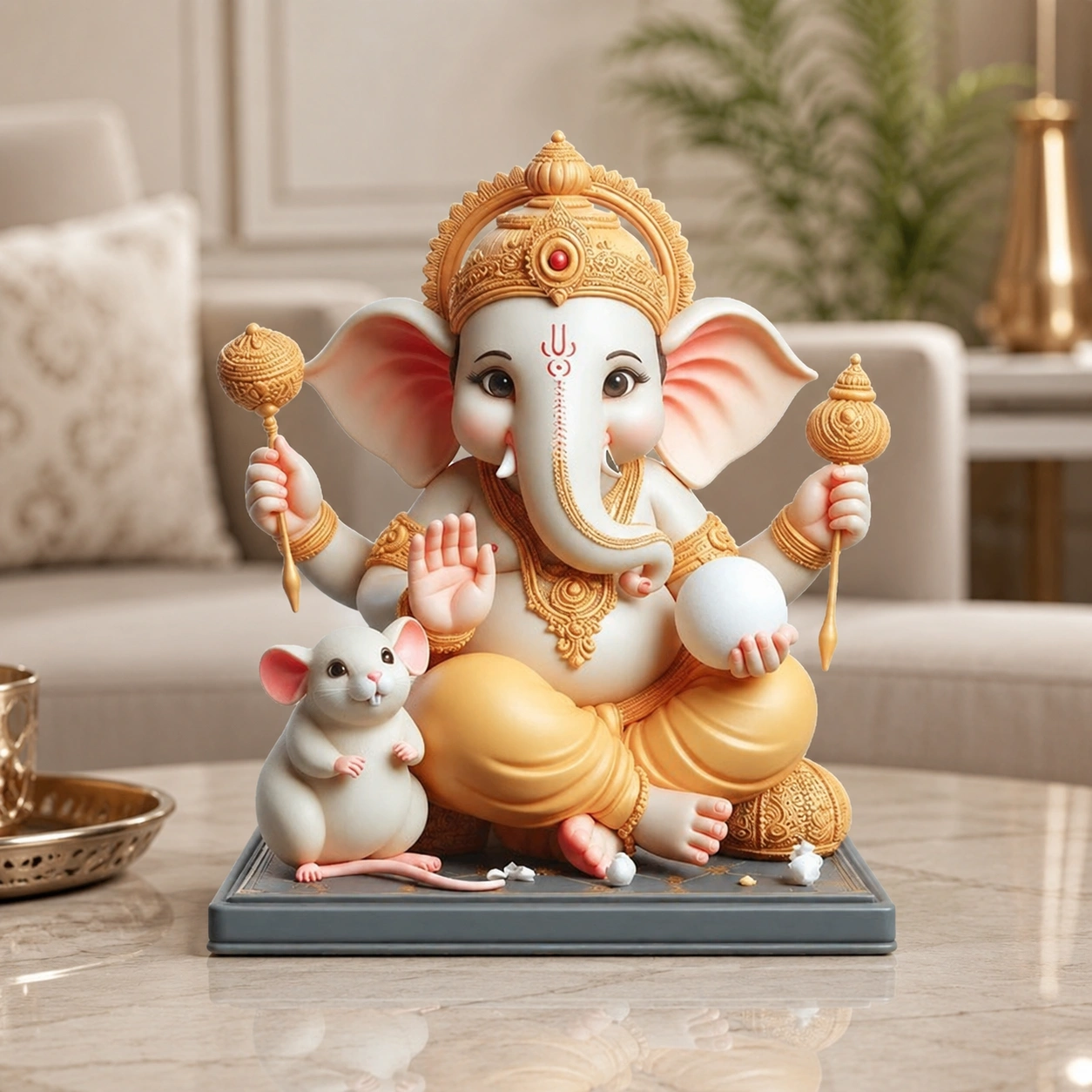 Chaturbhuj Ganesh Idol With Mushak