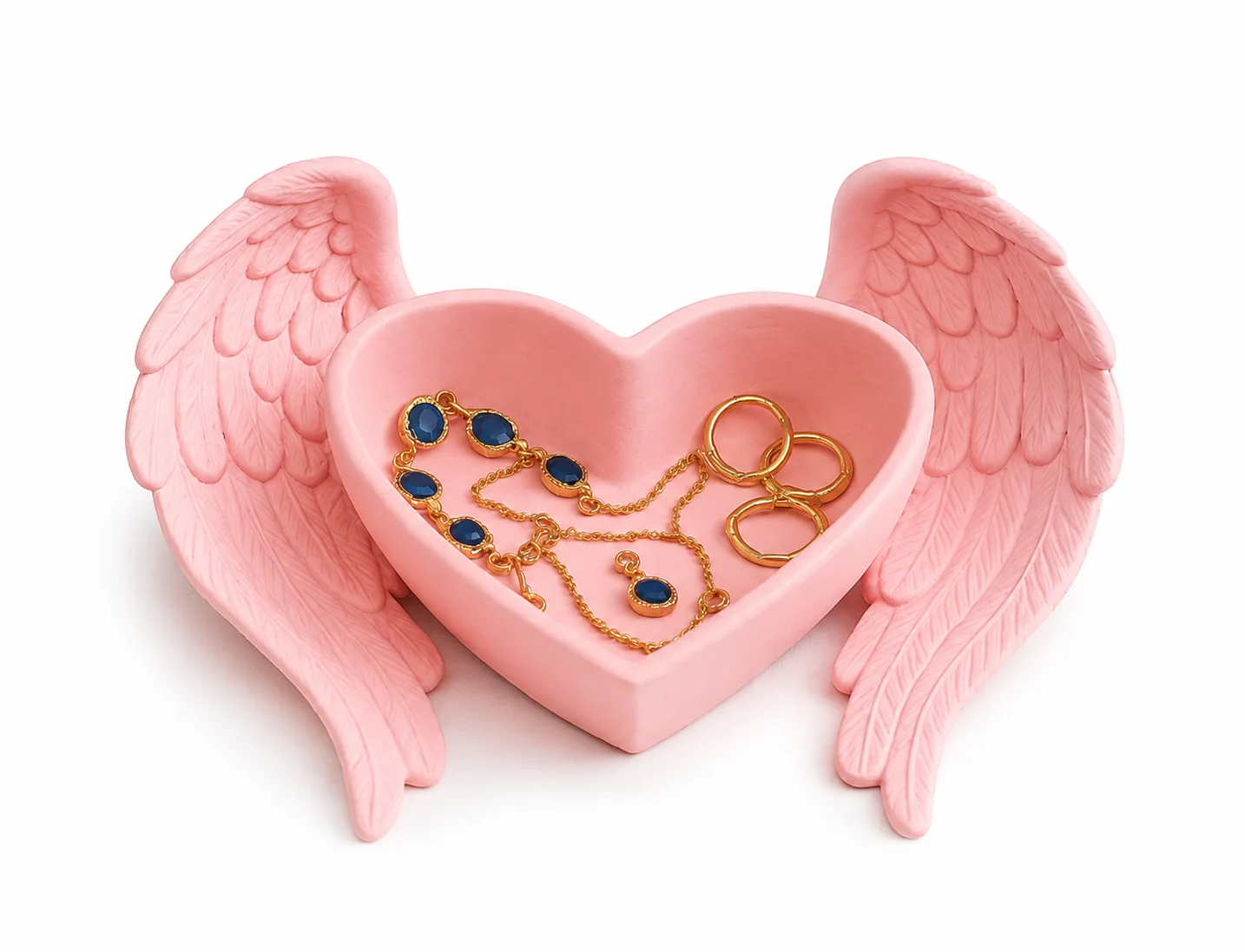 3D Printed Heart Jewelry Tray with Angel WingsMiniature