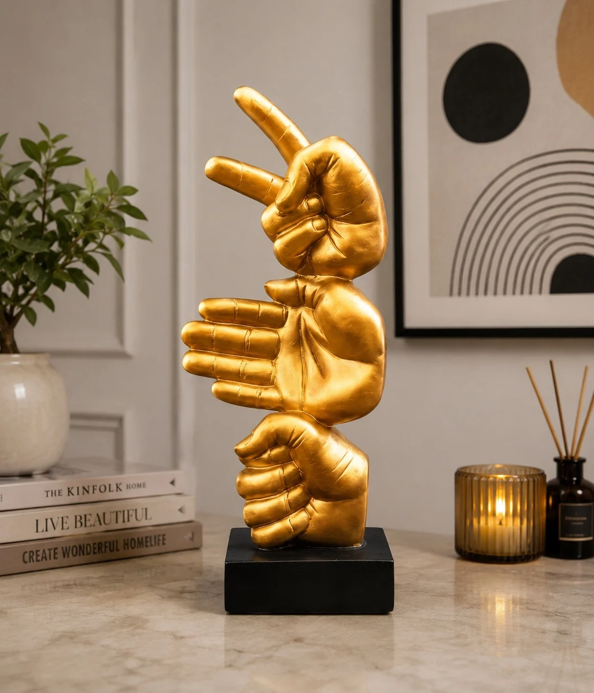 Golden Hand Gesture Sculpture | My Miniature ⭐