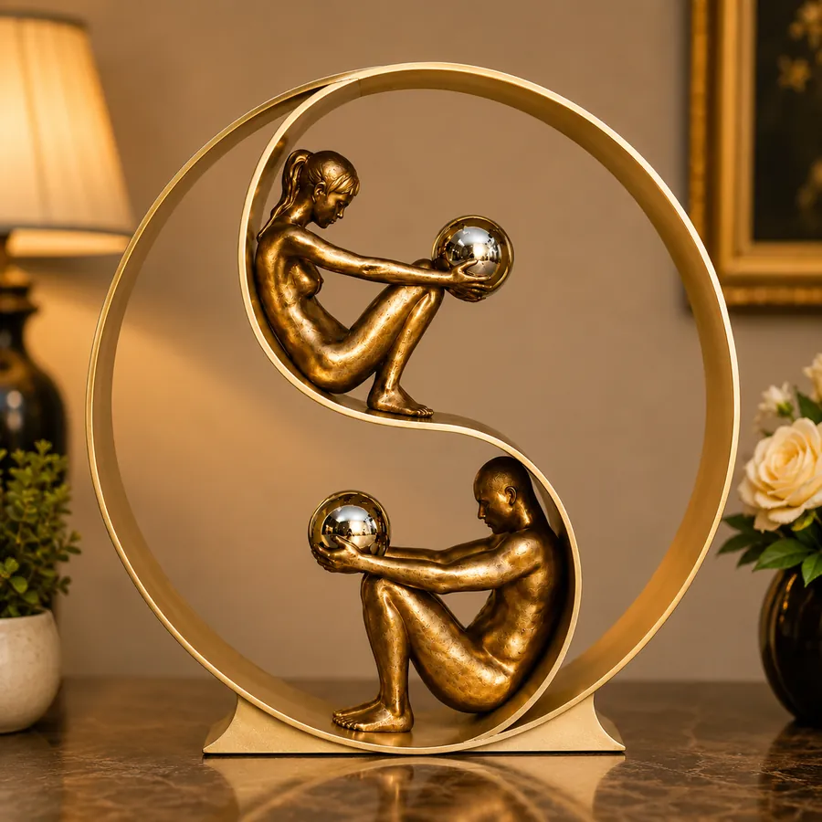 Luxury Modern Yin Yang Sculpture with Human Figures