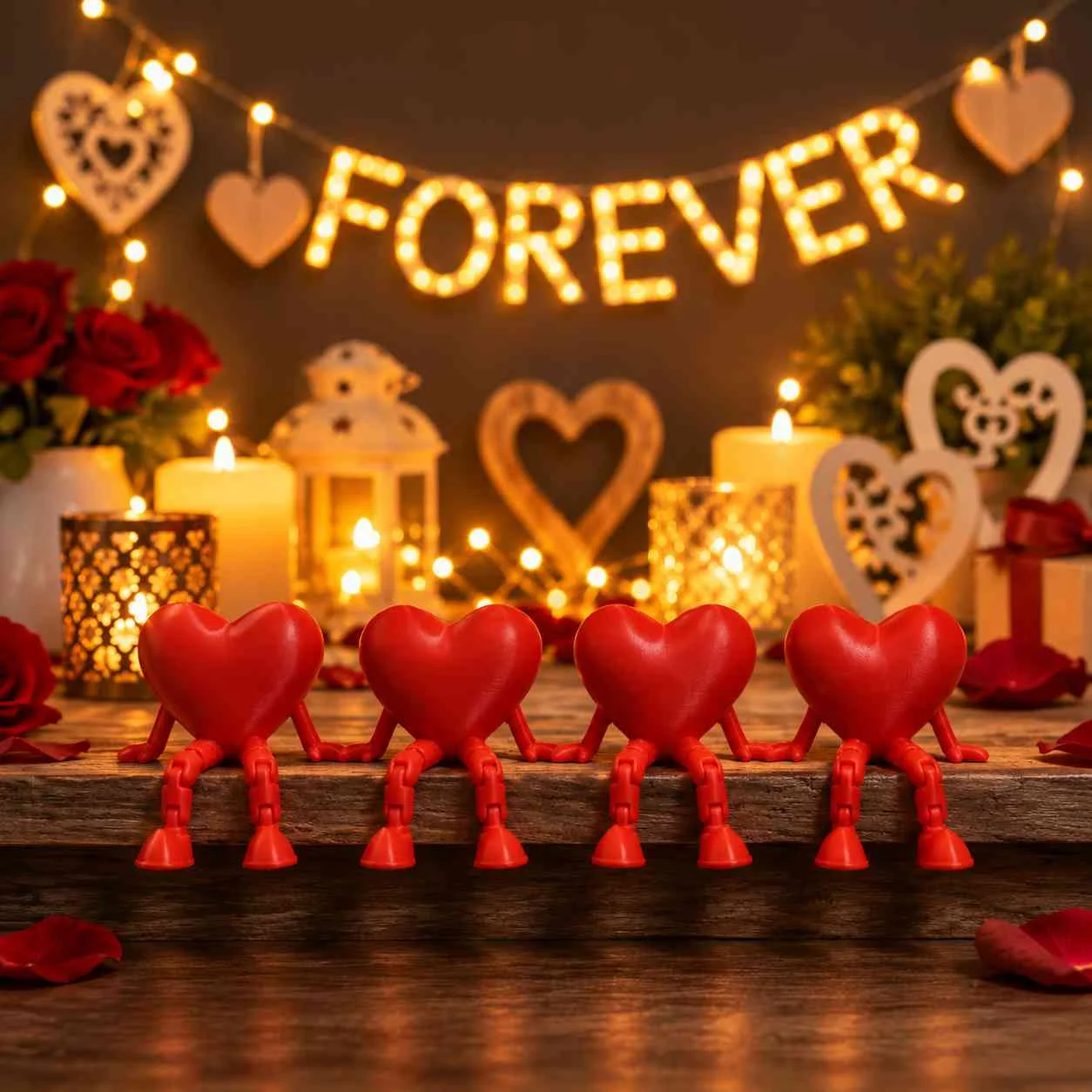 Premium 3D Printed HeartBuddies Love Embrace Showpiece (Set of 5)