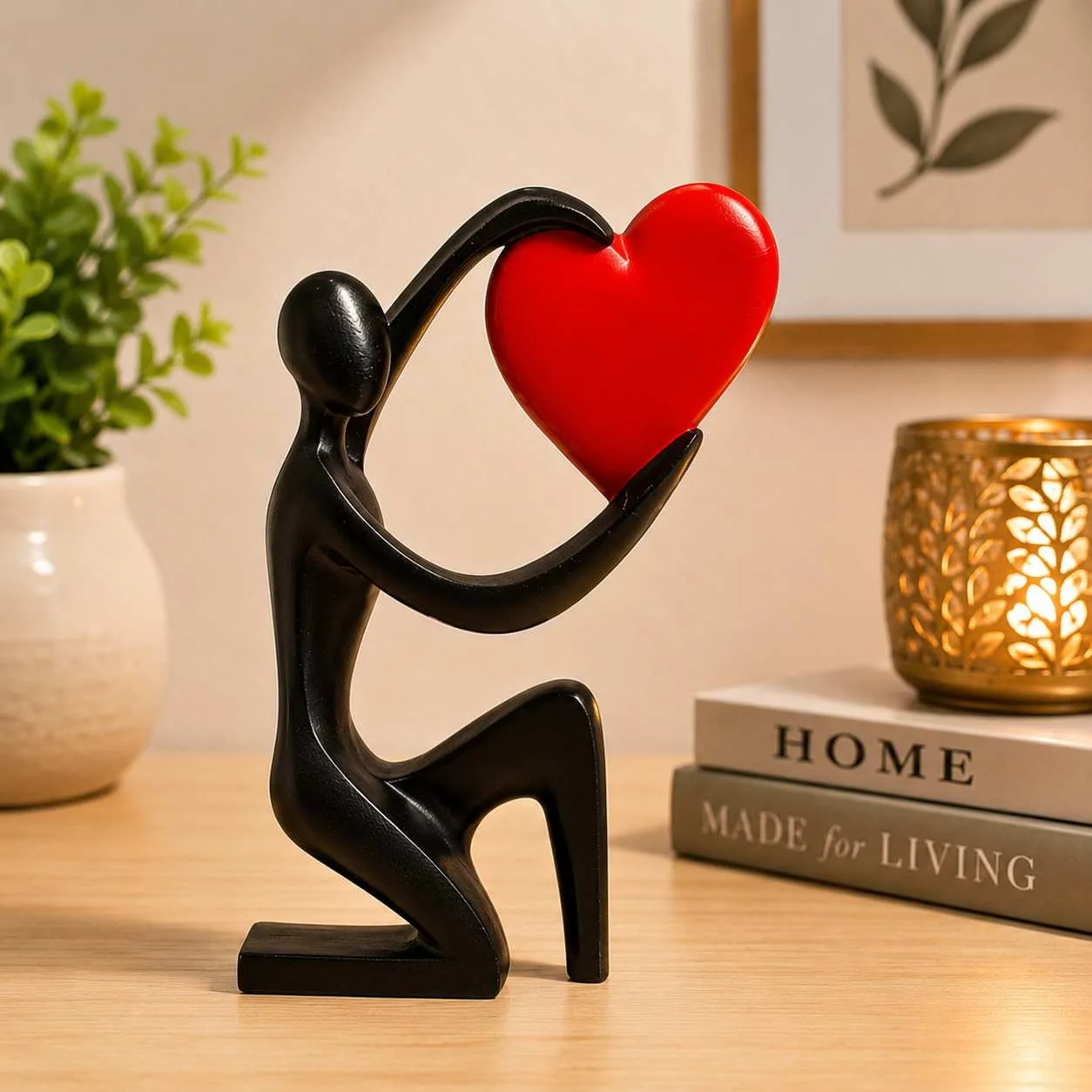 Premium 3D Printed Romantic Love Proposal Couple Statue with Heart