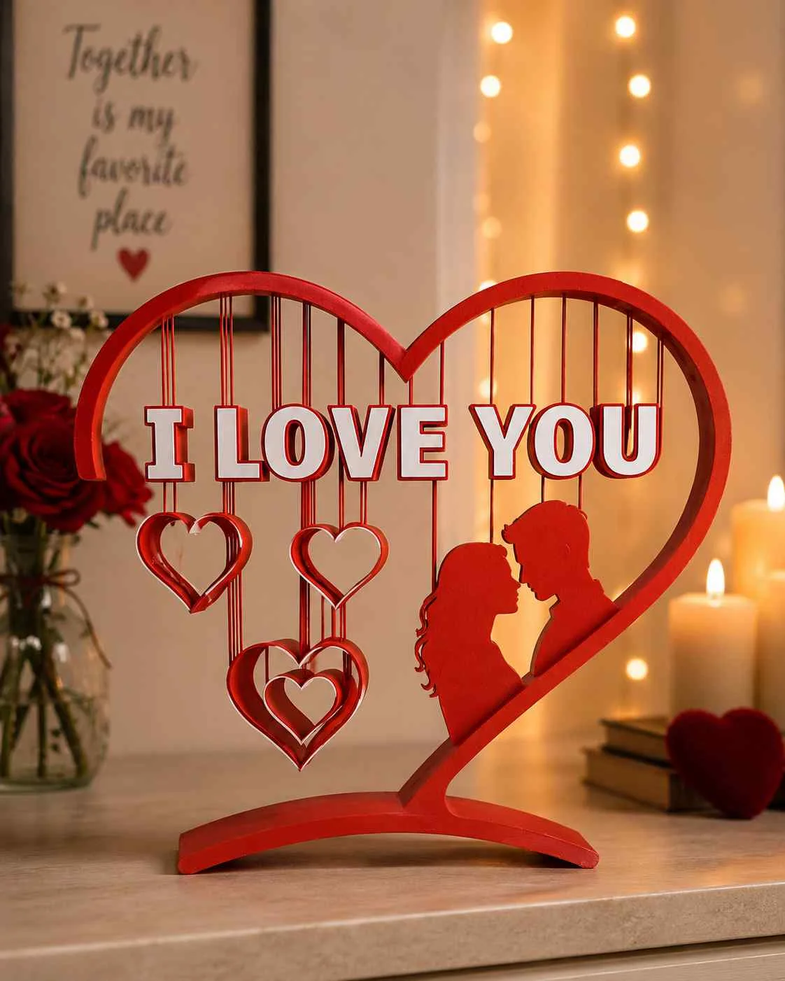 Romantic I Love You Heart Table Showpiece