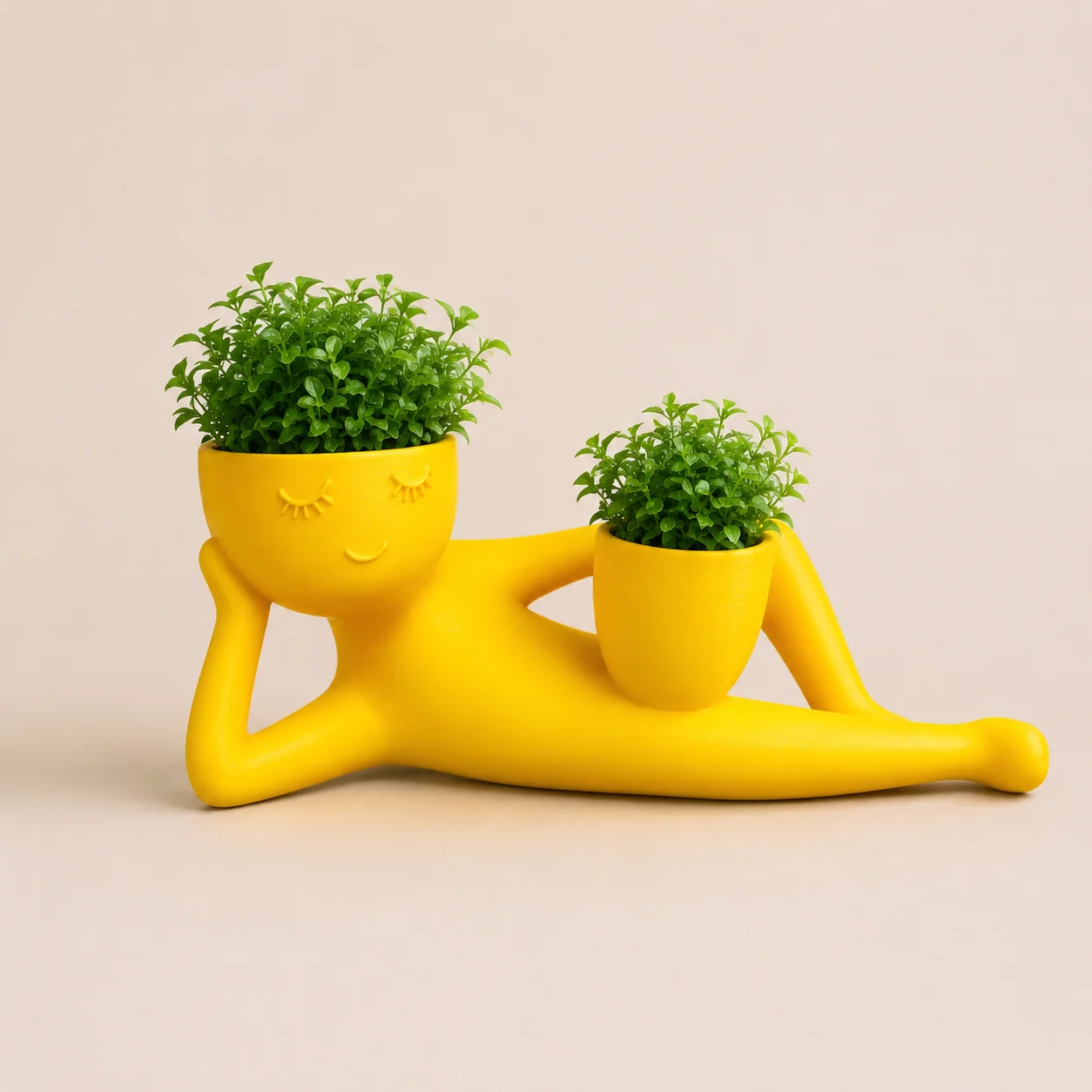Yellow Human Shape Planter Pot